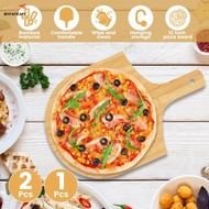 1/2Pcs 12 Inch Bamboo Wood Pizza Paddle Pizza Peel Long Handle Pizza Board for Bread Cheese Vegetabl