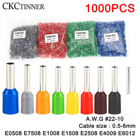 1000pcs/lot Insulated Ferrules Terminal Block Cord End Wire Connector Electrical Crimp Terminator Wi