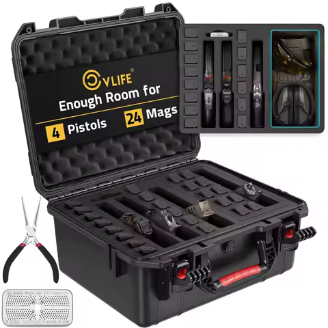 CVLIFE 18" Gun Cases For Pistol Multiple Handguns Mags Bullets Hard Shell Range Trips Shockproof Wat