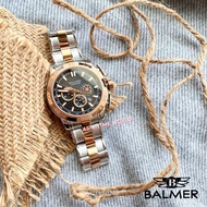 BALMER | 8106G RTT-18 Chronograph Sapphire Men Watch with Black Carbon Dial Two Tone Silver and Rose Gold Stainless
