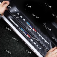 YY 4pcs Carbon Fiber Door Sill Protector Leather Vinyl Stickers For BMW E46 E36 E34 F10 E90 F30 E60 