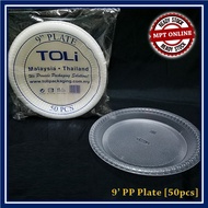 9'' PP Plate [ 50pcs± ] Disposable Plastic Plate Round Plate Party Plate 9 inch  Pinggan Plastik