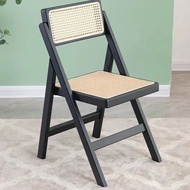 Nordic Rattan Chair Home Leisure Solid Wood Dining Chair Folding Rattan Chair Portable Rattan Chair Foldable Chair