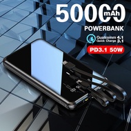 SG Home Mall 50000mAh PowerBank Built-in 3 Cables Portable Fast Charging Full Screen Power bank External Batter