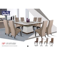TK96 C-809 1+8 Seater Grade A Marble Dining Set With High Quality Turkey Leather Cushion Chair / Dining Table / Dining C