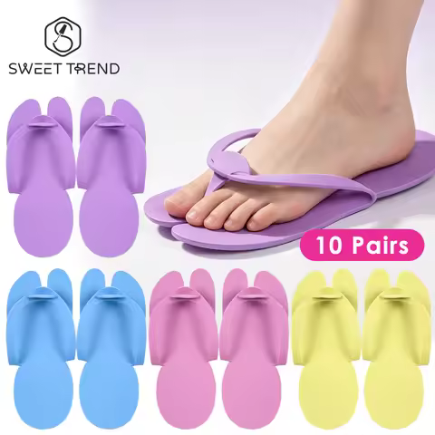 10 Pairs SPA Disposable EVA Nail Slippers Portable Lightweight Flip-flops Foldable Soft Slippers Sal