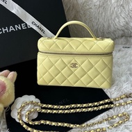 香奈兒 Chanel 25c lp 小雞黃色 飯盒包 盒子包 手提斜挎包 鏈條可拆卸 羊皮