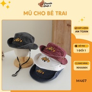 Bucket Hat, Wide Brim Cowboy Hat for Boys 3-10 Years Old Cool Jean Personality Style - M467 Topi Bud