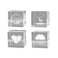 [yiodusi] 3D Crystal Cube Paperweight Etched Souvenirs Cube Weather Sign Figurines