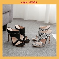 Women's high heels, simple and beautiful, snakeskin open-toe pointed heels TT43