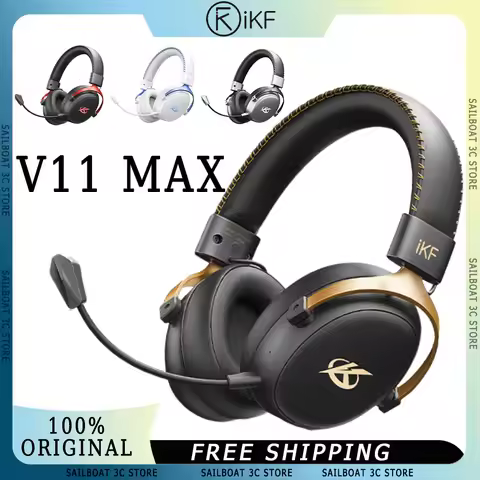 IKF V11 Max Wireless Bluetooth Headphone 4Mode 53mm Titanium Plated Diaphragm Virtual 7.1 Surround S