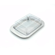 1 Pcs Stainless Steel Butter Dish with Plastic Lid Bread Dessert Plate Cheese Storage Keeper Tray Ki