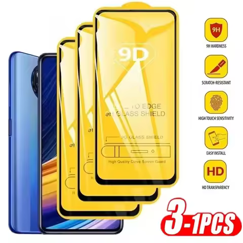 1-3PCS 9D Tempered Glass For Xiaomi Poco M6 Pro 5G X6 X3 NFC C65 M5S M5 F6 F5 F3 M4 M3 X5 X4 C61 C40