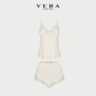 [New Collection - VRBCP 3] Bộ short Vera by Chipu satin trơn phối ren - C0051