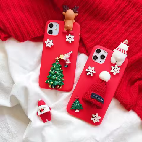 3D Santa Christmas Tree Fabric Gloves Case For Vivo Y36 Y27 Y16 Y22 Y22S Y27 Y35 Y33S 4G Y01 Y10 Y51