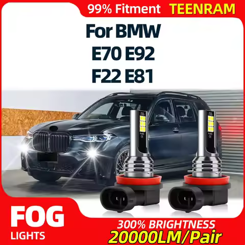 2Pcs 20000LM H11/H8/H9 Car LED Fog Lights Bulbs 6000K White Auto Fog Lamps 12V 24V Canbus No Error F