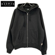 Stussy 25SS 118571 炭灰色插肩寬鬆拉鍊連帽衫（抓絨內襯，L 碼）[二手]