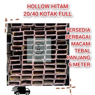 Besi Hollow Hitam 20x40 Kotak Full Tebal 2mm Panjang 6 Meter