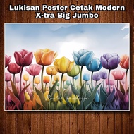 XTRA Modern Poster - Extra Jumbo Tulip Flower Print Poster Painting + Frame Size 50x70cm 100x50cm 10
