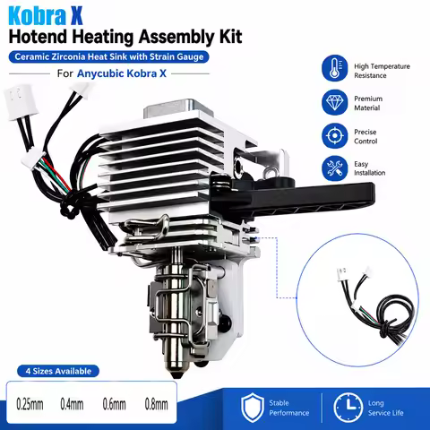 Hotend Heating Assembly Kit for Anycubic Kobra X 0.25/0.4/0.6/0.8mm Hot End Replacement Print Head w