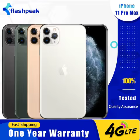 Original Apple iPhone 11 Pro Max 4G Smartphone, 6.5'' OLED Screen, Face ID, NFC, 64GB/256GB, Wireles