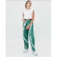 BDG high-waisted tie dye baggy jeans in pine green