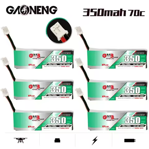 1-10Pcs GNB 1S 350mAh 3.8V 70C/140C 4.35V HV Lipo Battery PH2.0 Plug for BetaFPV 65S UK65 Blade Indu