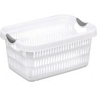 G.house ** SAKU Plastic Laundry Basket With Handle 40 Liters Size 55x41.5x23 Cm. TG54243 White .