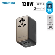Momax UA15 Universal Travel Adapter 120W GaN Fast International Power Adapter 3 USB C & 1 USB A Worl