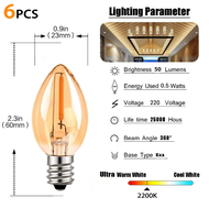 6 Gói Cổ Điển Edison Bulb đèn LED điều chỉnh được độ sáng Nến đèn chiếu sáng C7 0.5W 220V E12 E14 LE
