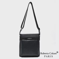 Roberta Colum - 尊爵格調魅力幾何頭層牛皮斜背側背包黑