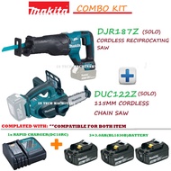 MAKITA DJR187Z CORDLESS RECIPROCATING SAW(SOLO)+DUC122Z CORDLESS CHAIN SAW+3x3.0AH