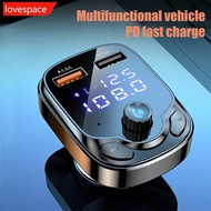 LOVESPACE Digital 5.0 Bluetooth Car Charger FM Transmitter 3.1A Fast Charger Car Audio Bluetooth Receiver Dual USB Car Adapter MP3 Player R8W4