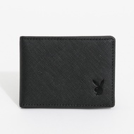 PLAYBOY Macho系列黑色短夾中翻片 時尚男士皮夾 