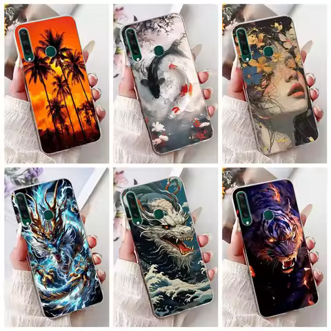 For Huawei Y5P Y6P Y7P 2020 Case ART-L28 MED-LX9N DRA-LX9 Luxury Dragon Soft Silicone Phone Back Cov