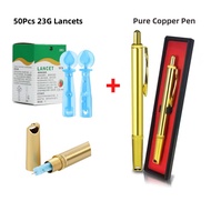 Pen Bekam/采血笔+ 50pcs 23G Kotak Jarum Bekam / Alat Bekam Bekam Pure Copper Gold Color Pen