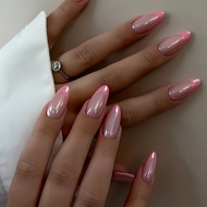 YKHMYB 24pcs 24 pieces of European cross-border hot selling water droplet nail pearl French pink wea