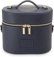 ETOILE - Oval Toiletry Case Navy - Travel Makeup Bag Organizer with Shoulder Strap and Removable Div