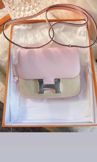 Hermes Constance Mini🌸3Q Rose Sakura 銀扣 山羊皮 Z stamp