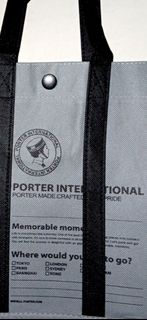 父親節精選禮物  PORTER INTERNATIONAL  輕盈   小型環保袋 收納袋 多用途袋 化妝袋  午飯 收納 水壺 眼鏡 電話 銀包 最適宜 22 x 26.5  x 11.5cm 原裝