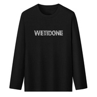 Dora We11done แขนยาว Pearl Rhinestone หลวม เสื้อยืดผู้ชาย Bottoming เสื้อ สไตล์ลำลอง คอกลม ผ้าฝ้าย เ