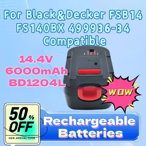 New Ni-Mh Replacement Battery 14.4V 6000mAh BD1204L for Black&Decker FSB14 FS140BX 499936-34 Compati