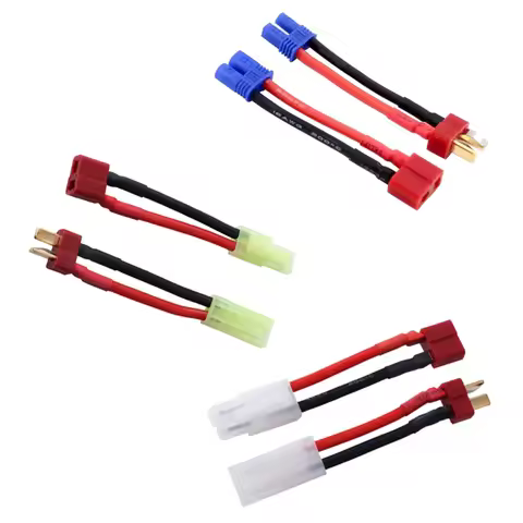 2Pcs 14awg/18awg 4cm Deans T Plug Male Female to Tamiya EC2 Mini Tamiya Male Female Connector Adapto