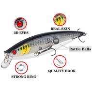 JA3 11g/11cm MinnowABS Plastic Hard Bait 3D Eyes 6# With Hook Noise Bead Bionic Bait Diving Depth 1.