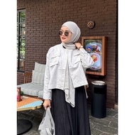 KEMEJA CROP JACKET Premium Linen Shirt Top Linen Top