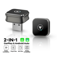 2 in 1 อะแดปเตอร์ Carplay ไร้สาย เข้ากันได้กับ Apple CarPlay & Android Auto; ขนาดเล็ก; Plug & Play; 