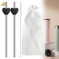 2Pcs No Wrinkle Straw Stainless Steel Straw Reusable Straws 11.5 Inch Long Metal Straw with Cleaning Brush and Cloth Bag SHOPSBC5059