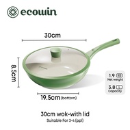 Ecowin กระทะไม่ติดกระทะทอดลึก กระทะ หม้อซุป หม้อนม สีเขียว พร้อมฝาปิด การนำความร้อนอย่างรวดเร็วและเครื่องครัวหนาเหมาะสำหรับเตาทั้งหมด