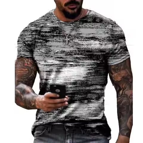 Summer Graffiti 3D Print Men's T Shirts Streetwear Polyester Crew Neck Short Sleeved Tops Casual Loo