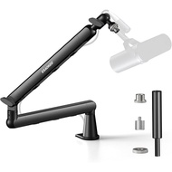 2026 Upgraded Microphone Boom Arm, Magnetic Cable Management Low Profile Mic Stand 360° Rotatable De
